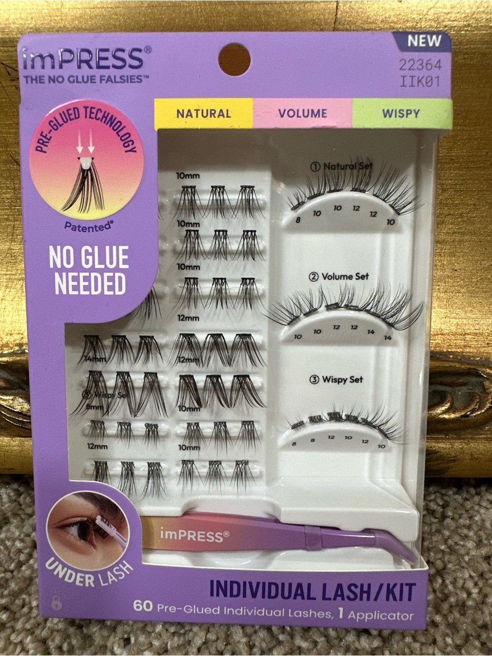 NIB Impress Beauty The No Glue Falsies Lashes Natural Volume Wispy 22364